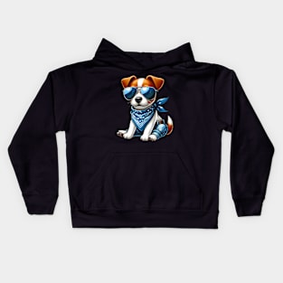 Funny Jack Russell Terrier with Sunglasses Kids Hoodie